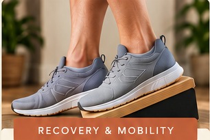 Athletic shoes on a slant board