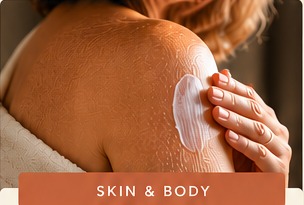 Body lotion being applied to a shoulder